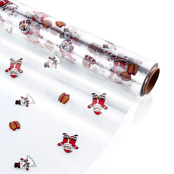 Stobok cellophane wrap 2,5 mil épaisseur cellophane wrap roll santa claus motif conception de cellulophane sacs enveloppent paniers cadeau artisanat 231221