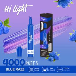 Stock 100% Original Hi Light 4k Puffs Stylo Vape jetable 4000 Pufs Cigarette électronique Vaporisateur Pod VS High Light RANDM ELF Bar Iplay Vape Puff