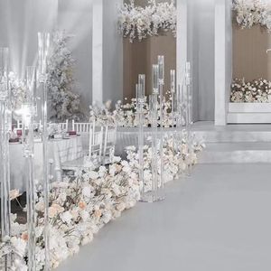 Stock 10 piezas decoración de la boda centro de mesa candelabros candelabros de acrílico transparente para bodas fiesta de eventos