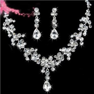 Stock 2022 cristaux de luxe de haute qualité bijoux deux pièces Collier collier de mariée de mariage ensemble de bijoux 217c