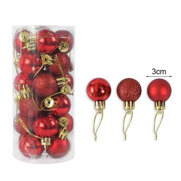 Stock 24 Pcs Arbre De Noël Décor Boule 3 Cm Boule Suspendus Xmas Party Ornement Décorations pour La Maison 2022 Nouvel An Décoration De Noël C0817