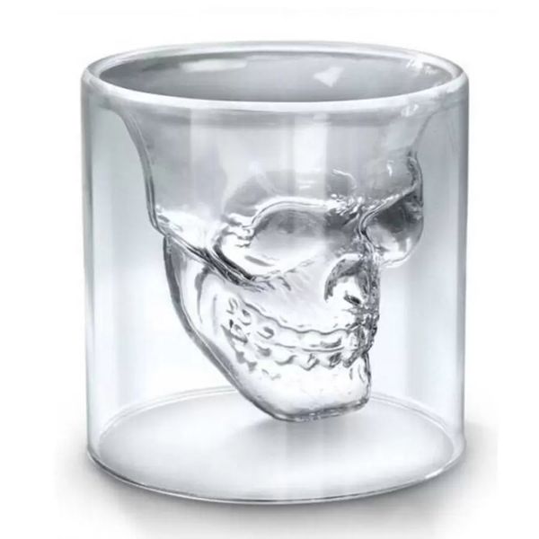 Stock 25ML 70ML 150ML 250ML Copa de vino Skull Glass Shot Cerveza Whisky Decoración de Halloween Creativo Transparente Vasos para beber FY4501