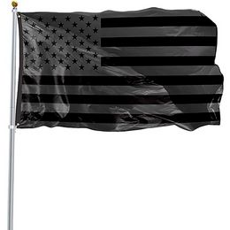 Voorraad 3X5FT Black American Flag Polyester No Quarter krijgt ons de VS Historische bescherming Banner Vlag Dubbelzijdig Indoor Outdoor CX22
