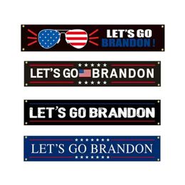 Stock 45 * 250 cm Let's Go Brandon Bandera Banderas de jardín Bandera al aire libre 2024 Banner Decoración de valla de patio Alta calidad Xu