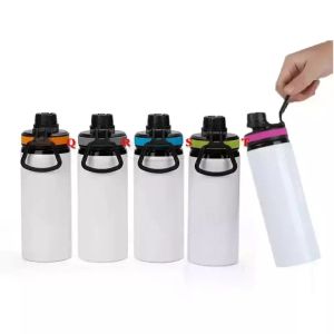 Stock 6 Couleurs DIY Sublimation Blancs Gobelets Blanc 600 ml 20 oz Bouteille D'eau Tasse Tasses Chanteur Couche Aluminium Gobelets Tasse À Boire Avec Couvercles