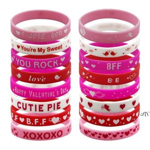 Stock 8 styles bracelet en silicone faveur de fête amour bracelet de bande dessinée bijoux de mode cadeau de la Saint-Valentin RRF13027