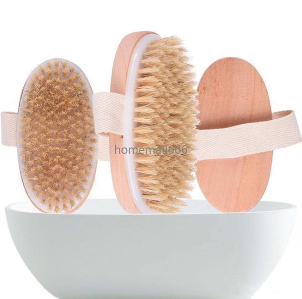 Stock Brosse De Bain Peau Sèche Corps Doux Poils Naturels SPA La Brosse En Bois Bain Douche Brosse À Poils SPA Corps Brosses Sans Poignée AA