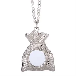 Stock blanc sublimation métal cadeau de noël pendentif collier transfert de chaleur matériel vierge bricolage décorations de noël 1021