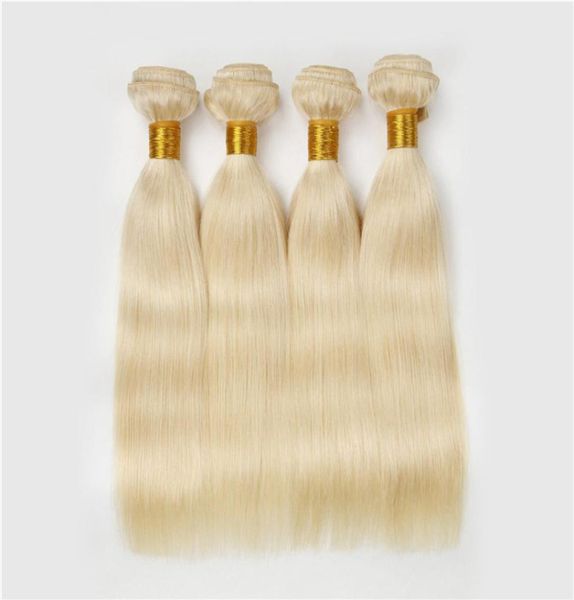 Stock de cheveux humains blonds brésiliens 4 pièces blond platine soyeux cheveux humains raides armure blonde 9A faisceaux de cheveux humains brésiliens 613 5238957