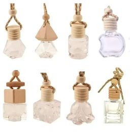 Voorraad Auto Opknoping Glazen Fles Lege Parfum Aromatherapie Hervulbare Diffuser Lucht Frisser Geur Hanger Ornament FY5288 JY21