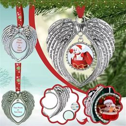 Stock Christmas Decoration Sublimation Blanks Angel Wings Forme Sendepreuse Transfert chaud Impression de Noël