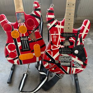 Stock Edward Eddie Van Halen Heavy Relic Red Franken Electric Guitar Black White Stripes Tremolo Bridge Slant Pick -up