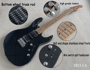 Bouillon! Elektrische gitaar Metalic Black afgewerkte geroosterde esdoornhals en vingerboard dots inlay split Mini Switch Ball End Stainess S