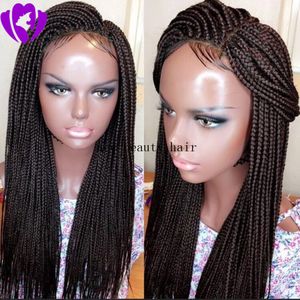 Stock Fast Shipping Box Braid Braziliaanse Wig Synthetische gevlochten voorkant Vrouwen Haar Wig Long Black/Brown/Blonde/Bury Cosplay