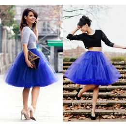 Voorraad Pluizige Tule Rok Petticoat Volwassen Elastische Taille Onderrok Lagen Bruids Midi Tutu Rokken Vrouwen Prom Avond CPA539