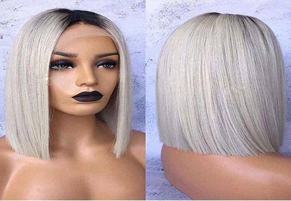 Stock Grey Ombre Wig Racines Dark Roots Bob Bob Wigs pour Afrique