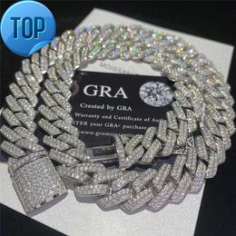 Stock glacé Vvs Bracelet Sier Bling Moissanite diamant chaîne à maillons cubains Hip Hop hommes bijoux collier