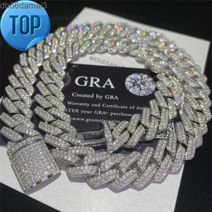 Stock glacé Vvs Moissanite Bracelet cubain 925 argent Bling diamant lien chaîne Hip Hop hommes bijoux collier 0CRH