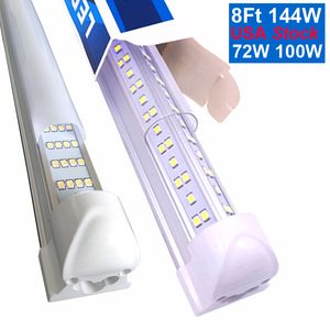 STOCK EN EE. UU. 144W Tubo de luz LED 8FT Tubos T8 integrados Reemplazar luces fluorescentes 72W Blanco frío Tienda Oficina Garaje Iluminación CRESTECH