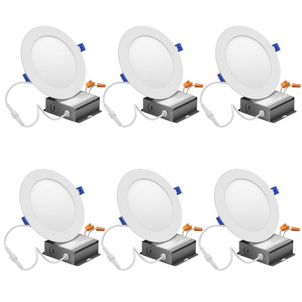 Stock en EE. UU. - 15W 6 pulgadas LED Downlight delgado con caja de conexiones 15W = 120W 1125LM 3000K Lámpara de techo empotrada regulable blanca cálida