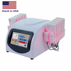 Stock aux États-Unis 5mw Lipo Laser Lipolyse Minceur Machine Perte de poids LLLT 10 largepads 4 smallpad 104 Diode 635nm 650nm Cellulite Beauty Equipment