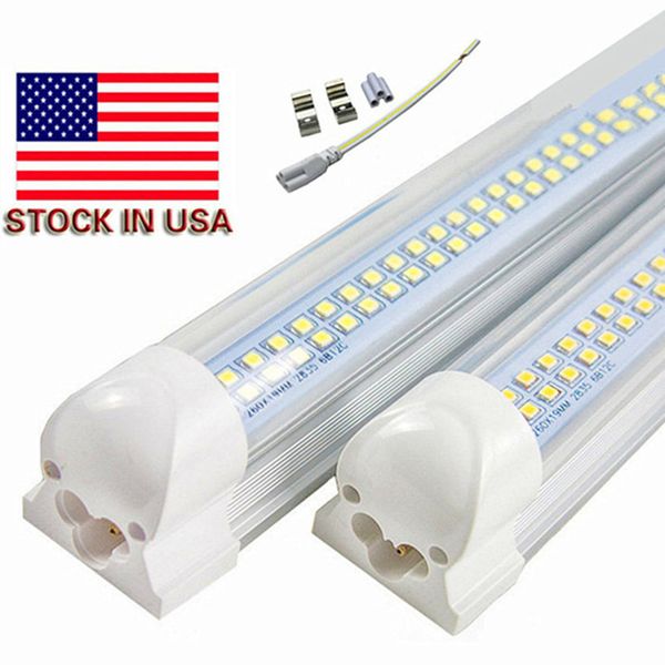 Tubes led 72W 8ft 4ft t8 Tubes lumineux led intégrés luminaires magasin lumières double rangées 384 leds haute lumens AC 85-265V UL FCC Stock aux États-Unis