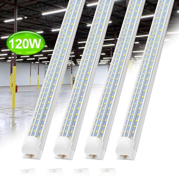 Stock en EE. UU. 8 pies LED Light Integrate Fixture 8ft 4ft T8 LED Tube Lights 3 filas 120W 60W LED Lámparas de tubo fluorescente