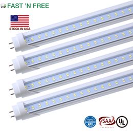 Voorraad in US BI PIN 4FT LED T8 Tubes Light 22W 28W Dubbele rijen T8 Vervang reguliere buis AC 110-240V Transparante Cover UL FCC