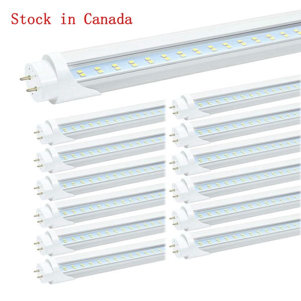 Stock en Canadá + tubos LED T8 bi pin de 4 pies Luz 22W 24W Filas dobles T8 Reemplace el tubo normal AC 110-240V, paquete de 12