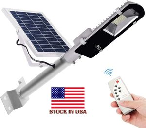 Stock aux États-Unis + CNSUNWAY 60W 180W Réverbère solaire LED de qualité supérieure avec télécommande Gradation / Timing IP65 étanche pour Road Yard Garde