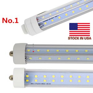 Tubo LED Stock en EE. UU. En forma de V Pin único FA8 R17D Tubos de luces led de 8 pies 65W 72W 8 pies Tubos de luces led T8 Lados dobles AC85-265V