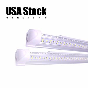 Voorraad in US LED geïntegreerde buizen V-vormige integratie T8 Tube Lights Double Row 2ft 3ft 4FT 5FT 6FT 8FT KOUD WIT 6000-6500K