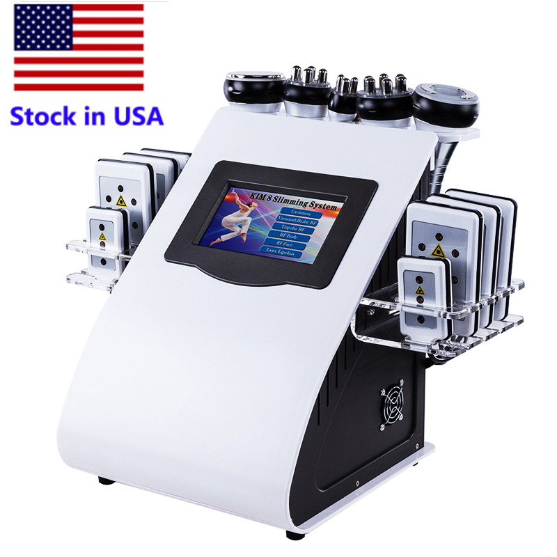 Stock aux États-Unis Nouvelle promotion amincissant 6 en 1 ultrasons cavitation vide radiofréquence lipo laser corps sculptant la machine pour spa