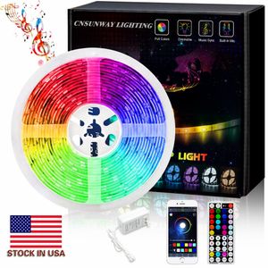 Voorraad in US + Nieuwe SMD 5050 RGB 12V RF 44Key Remote + Bluetooth-app LED Flexibele strips Licht 150 LED's 5 m Hoge kwaliteit