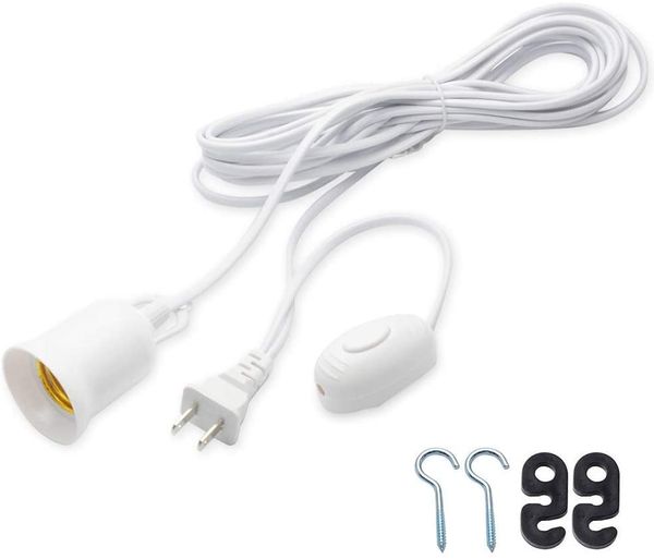 Stock en EE. UU. Cable de alimentación E27 Bases de lámpara enchufe redondo con cable de interruptor para lámpara de araña Portalámparas Lámpara 85-265V Enchufe de luz colgante