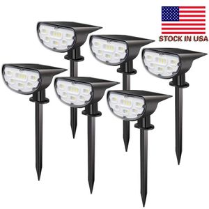 Stock aux États-Unis Lumières de voie solaire 14leds Projecteur de passerelle Petit éclairage solaire Paysage Led Lumières de jardin pour pelouse Patio Cour