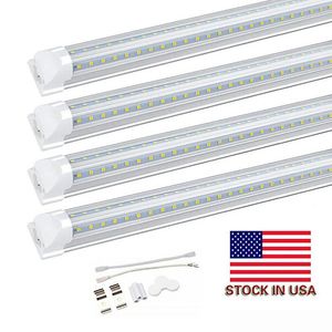 Stock aux États-Unis en forme de V T8 4ft 5ft 6ft 8ft Porte de refroidisseur Tube Led Tubes Led intégrés Double côtés SMD2835 Led Fluorescent Lights 85-265VAC shop garage