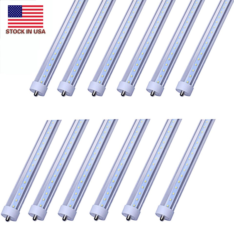 Stock in USA 100-pack LED Tube Lights 8Ft Single Pin 45W 4800Lm Cold White 6000K-6500K Clear Frosted Cover 8Ft fa8 LED tubes