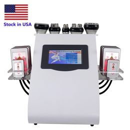 Stock aux États-Unis 6 dans 1 40k Ultrasonic Cavitation RF Cellulite Slimming Vacuum Pressotherapy Radiofreency Fréquence 8 Pads Laser Diode LIPO Perte de poids