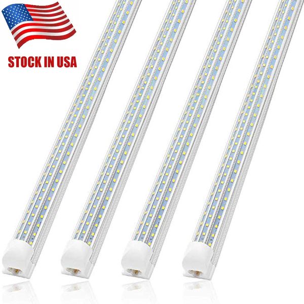 Stock aux États-Unis 8 pieds lumière LED intégrer luminaire 8ft T8 LED Tube lumières en forme de D 60W 120W LED lampes à tubes fluorescents