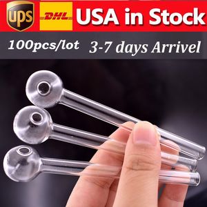 STOCK IN USA Tuyau de brûleur à mazout en verre Transparent 4 pouces Heady Great Tube Nail Tips Fabriqué à la main Dab Rig Tuyaux d'eau 100PCS / LOT Rapide Arrivé