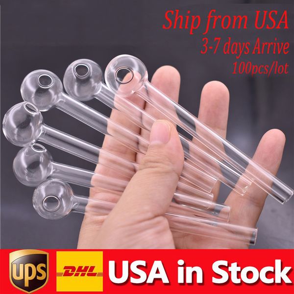 STOCK EN EE. UU. Pyrex Glass Oil Burner Pipe Tubo de vidrio de 4 pulgadas para fumar pipas de agua Accesorios para fumar 100pcs / lot