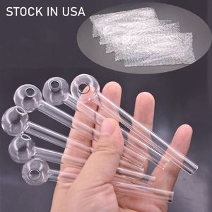 Stock aux États-Unis Tuyau de brûleur à mazout en verre épais 10 cm de longueur Tube à fumer 4 pouces Tuyaux d'eau à ongles en Pyrex clair Bong Dab Rig Bubbler TUYAU DE VERRE 100PCS