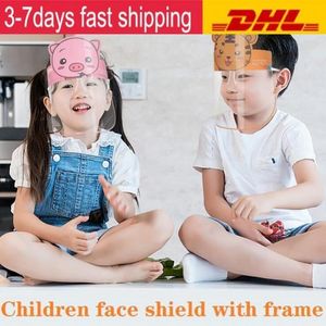 Stock Kids Cartoon Face Shield Máscaras protectoras transparentes a prueba de polvo Anti-vaho Full Face Shield Anti Dust a prueba de viento PET Mask FY8037