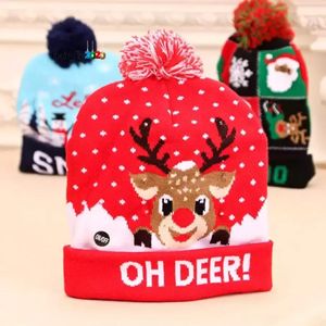 Stock Led Funny Christmas Hat Nieuwheid Light-Up kleurrijke stijlvolle beanie cap gebreide kerstfeest FY4946