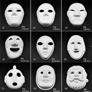 Stock make -up dance witte maskers embryo mal diy schilderij handgemaakt masker pulp dier Halloween Festival Party Masks White Paper Face Mask 905