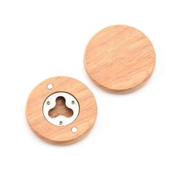 Stock New Wooden Round Shape Bottle Opender Coaster Fridge Aimant Décoration de bière Bottle Opender Factory Whole FY3743 F0526Q038196641