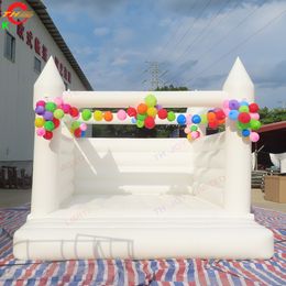 ¡¡EXISTENCIAS!!Actividades al aire libre Comercial White Boded Bounce House Fiesta de cumpleaños Inflable Castillo de hinchas para la venta 4.5x4.5m (15x15 pies) PVC completo