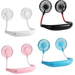 Stock Party Mini Refroidisseur Double Ventilateur À Main Portable USB Rechargeable Sports D'air Gratuits Été Cou Suspendu Faveur Ggedp