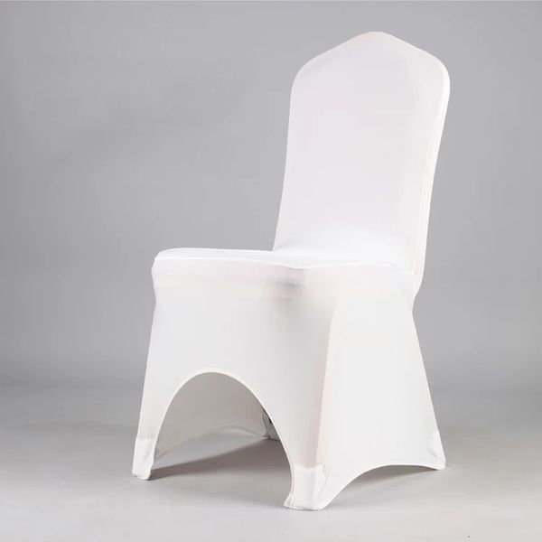 Promotion de stock Spandex blanc avec une couverture de chaise en lycra de banquet de l'arc avant